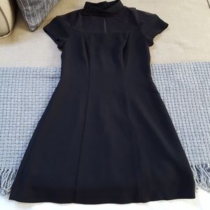 Mesh shoulder/cap sleeve black dress